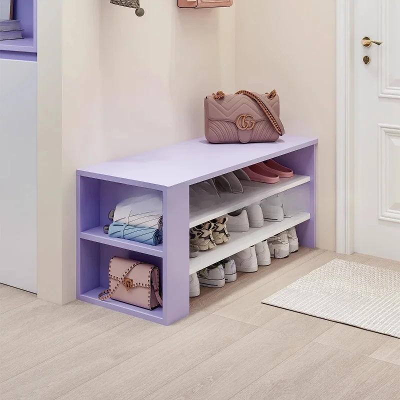 

shoe changing stool, Memphis style, porch floor cabinet, retro storage, door shoe cabinet integrated low stool