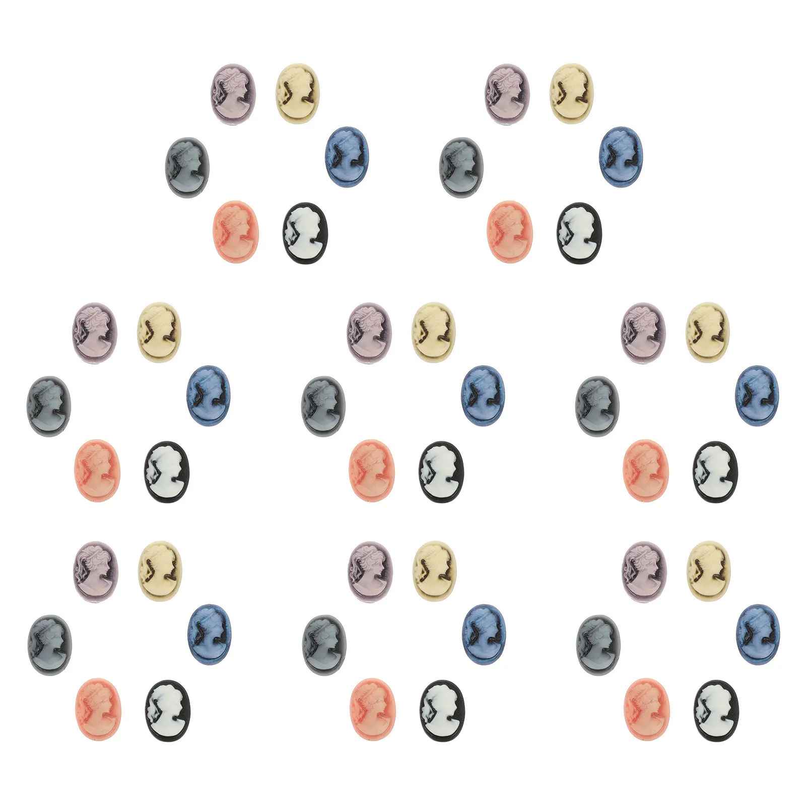 

48pcs Beauty Head Resin Cabochons Flat Back Diy Cameo Beads For Jewelry Making Phone Case Decor Craft Supplies