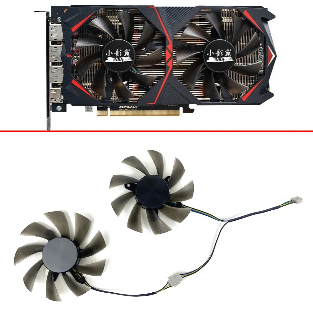 

NEW 2PCS Cooling Fan 85mm 4PIN T129215SU RX580 GPU FAN For HASEE XIAOYINGBA RX 580 8G Video Card Fan