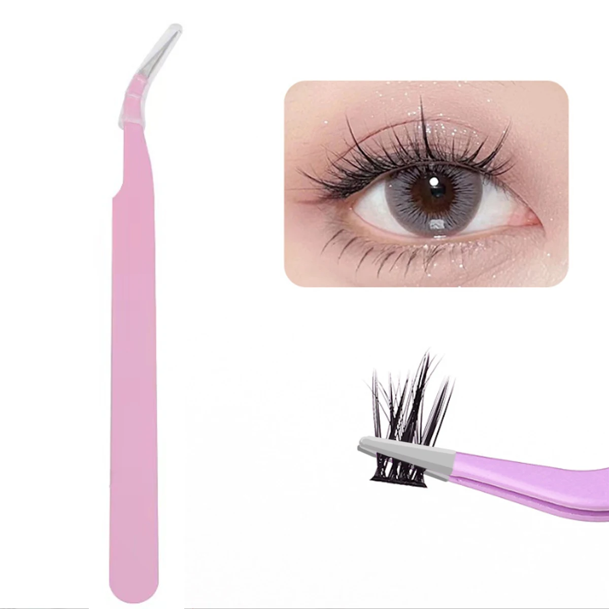 Precision False Eyelash Tweezers With Fine Tip Curved Tweezers For Process Electronic Welding Eyelash Extension Laboratory Work
