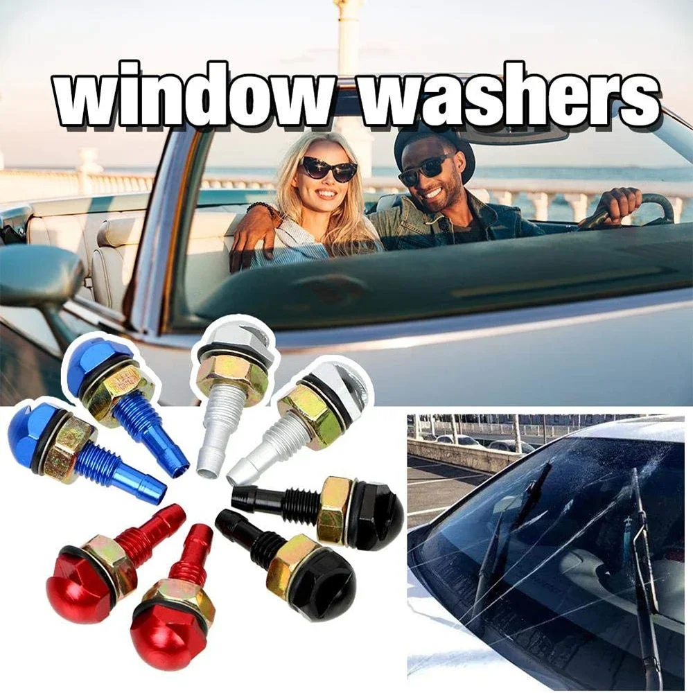 

2pcs Car Front Windshield Washer Sprayer Nozzles Universal Cleaning Sprayer Aluminum Auto Wiper Kit Auto Mist Nozzle