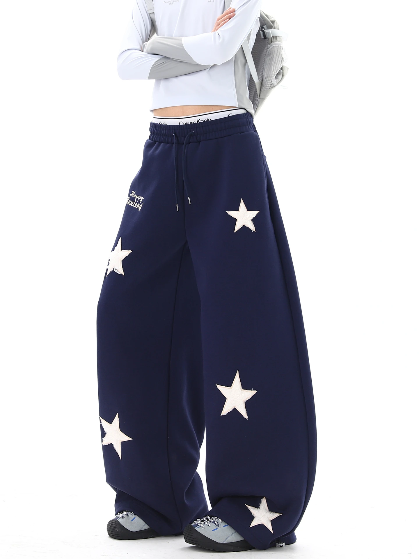 

Мужские повседневные брюки American Sle с нашивками в виде звезд и ножей, широкие, свободного кроя, универсальные, молодежные, модные, хлопковые