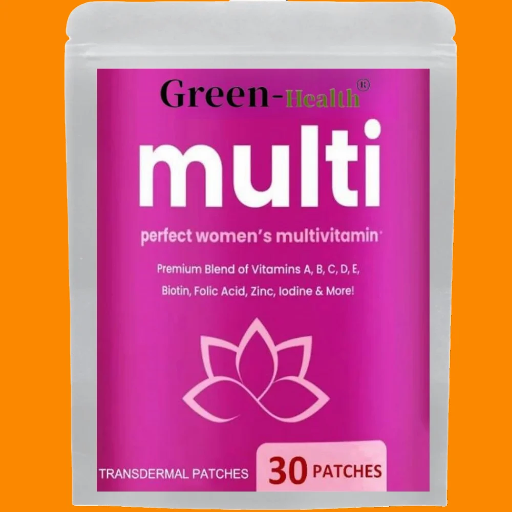 30 Patches Multivitamin Transdermal Patches Vitamins A, B, C, D, E, Biotin for Women Bones, Brain, Heart, Immune & Energy