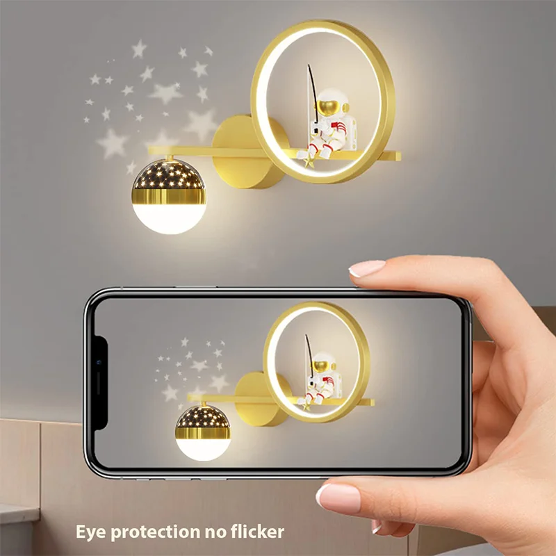 

LED Wall Sconces Modern Indoor Lamp Children's Room Creative Astronaut Wall Lamps Bedside Night Light Decoration Bedroom