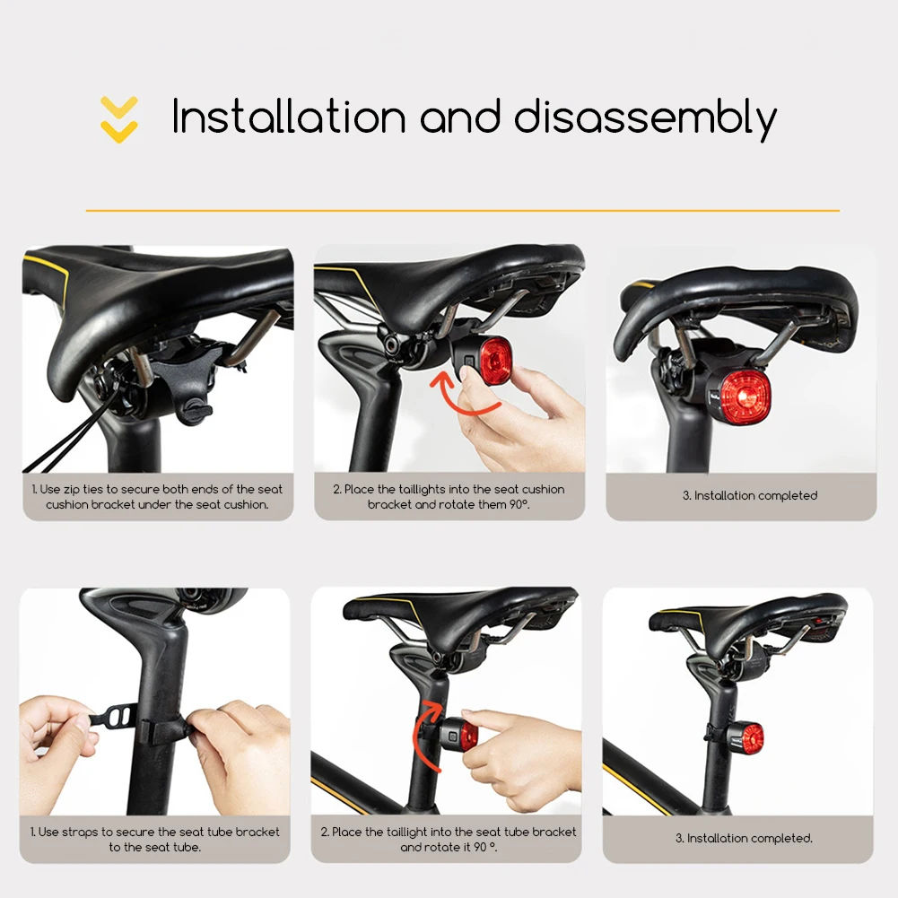 Smart Bike Rear Light Type C USB Bike Tail Light Cycling Accessories