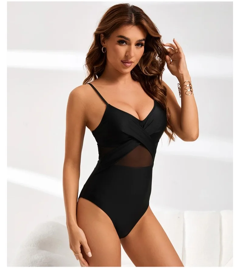 Traje de baño de una pieza para mujer Trajes de baño Twist Front V Cuello Correas ajustables Traje de baño