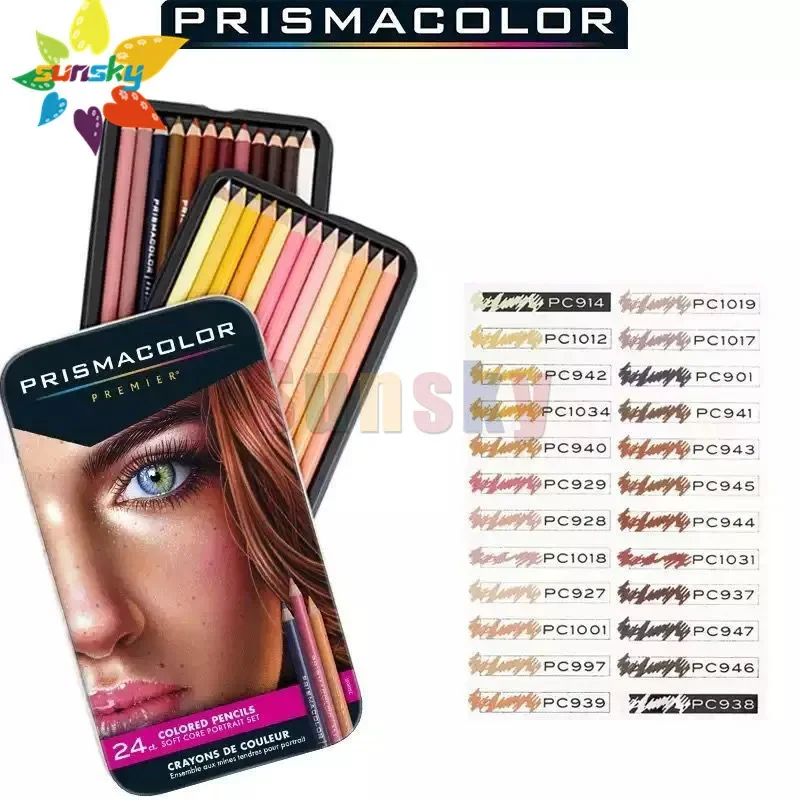 Portrait en 24 couleurs de la peau Sanford Drawing Oil Drawing pencils ,Soft Big Core crayon Sanford prismacolor Oil crayon