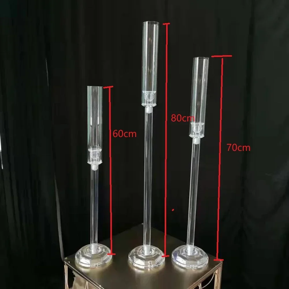 1 Sets = 3PCS Acrylic Candlestick Table Craft Wedding Center Pillar Road Lead Party Candlestick Home Decoration