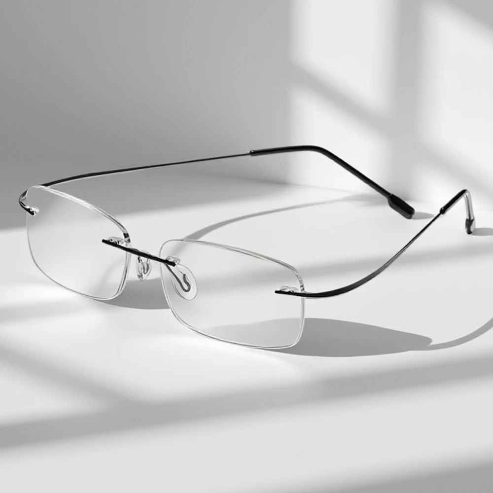 Neue Titan-Lesebrille für Männer und Frauen Klassische Rahmenlose Gleitsichtbrille Ultraleichte Anti-Blaulicht Weitsichtbrille