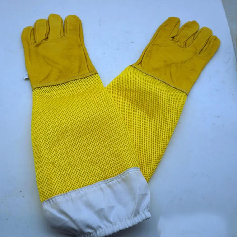 Bee Proof Gloves Beekeeping Protective Tools Convenient Practical Durable Anti-bee Anti Sting Yellow Long Mesh Gloves