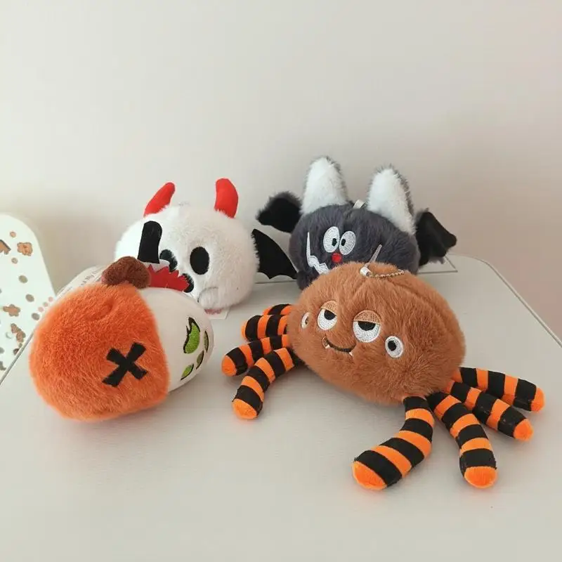 Halloween Cartoon Plush Keychains Bat Ghost Pumpkin Bag Charm Backpack Pendant