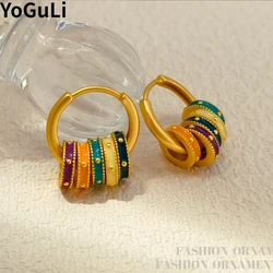 Trendy Jewelry Sweet Korean Temperament Round Multi Circle Colorful Earrings For Women Girl Party Gift Pretty Dseign Accessories