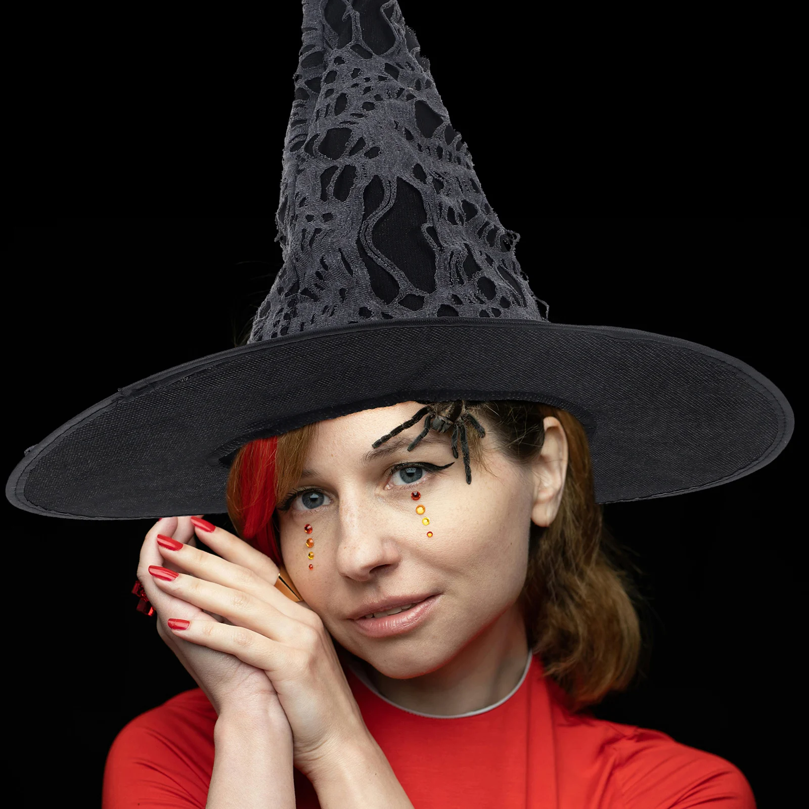 

Halloween Broken Holes Witch Hat Lightweight Cloth Iron Decorative Masquerade Party Cosplay Prop Halloween Hat