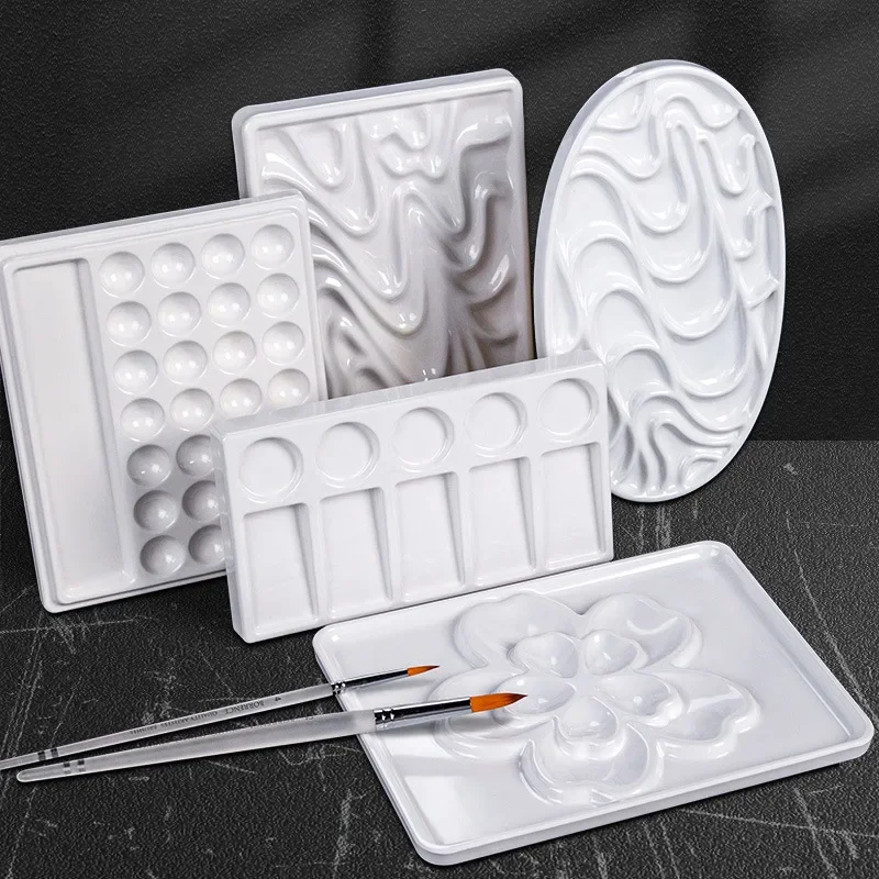 

High Quality Imitation Ceramic Paint Palette For Oil Watercolour Empty Artist Painting Pallet Drawing Art Supplies