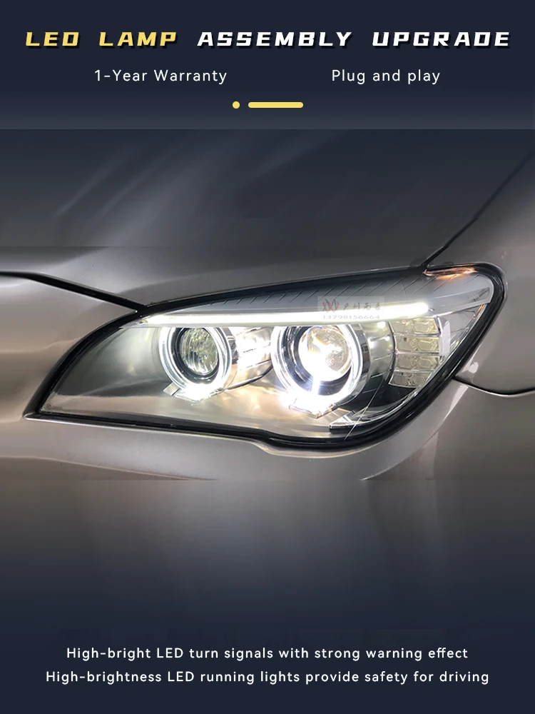 Car Styling For BMW 7 Series F02 Headlights 730i 740i 750i 2009-2015 Xenon Upgrade DRL Angel Eye Front Lamp LED Auto Accessories