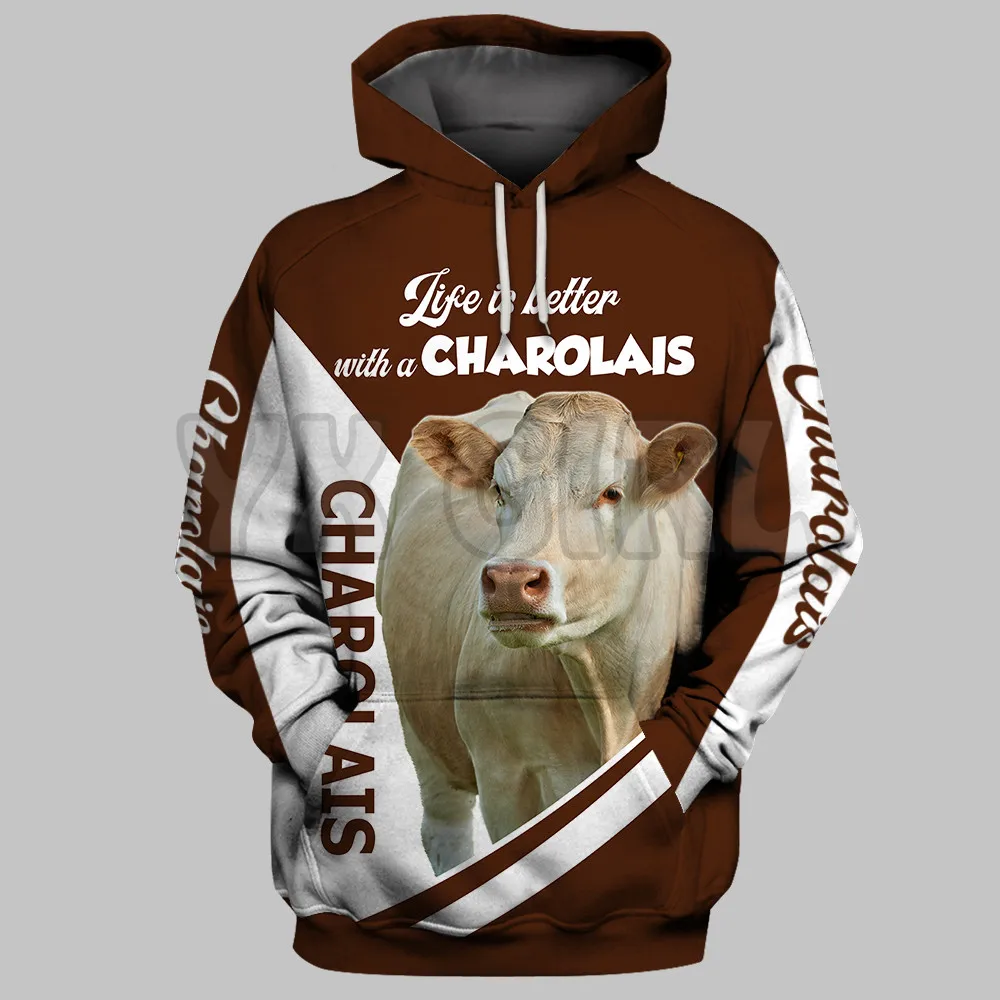 Life Is Better With A Charolais  3D Printed Hoodies  Unisex Pullovers Funny Dog Hoodie Casual Street Tracksuit