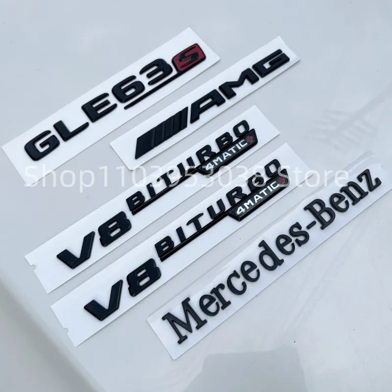 

3D ABS Black Logo GLE63S V8-BITurbo 4matic Emblem Car Trunk AMG Badge Rear Star Sticker For Mercedes Benz GLE63 AMG Accessories