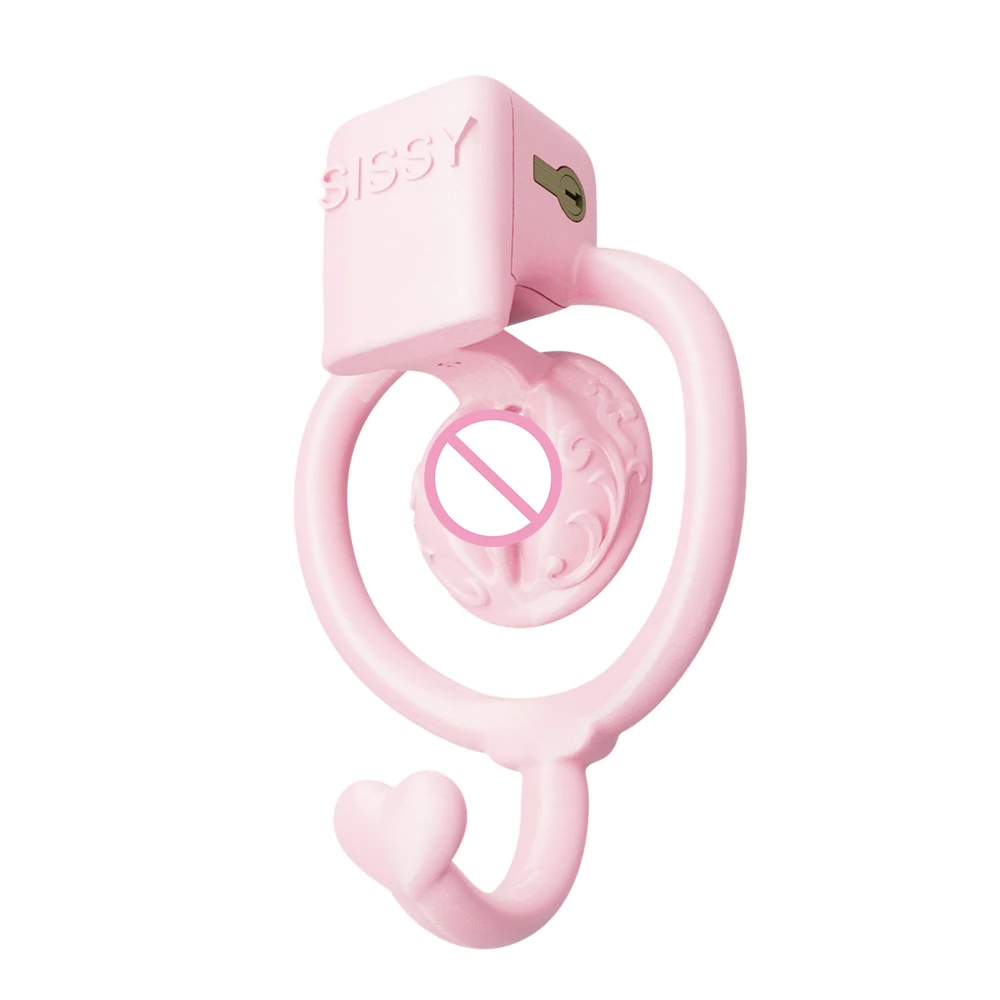 Pink CD TS Super Small Pussy Vaginal Chastity Cage Devices Heart Scrotum Stretcher Bondage Lock Penis Ring BDSM Sex Toys