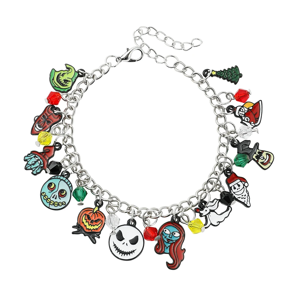 The Nightmare Before Christmas Bracelet Halloween Charm Jewelry Jack Skellington Pendant Bangle Halloween Accessories