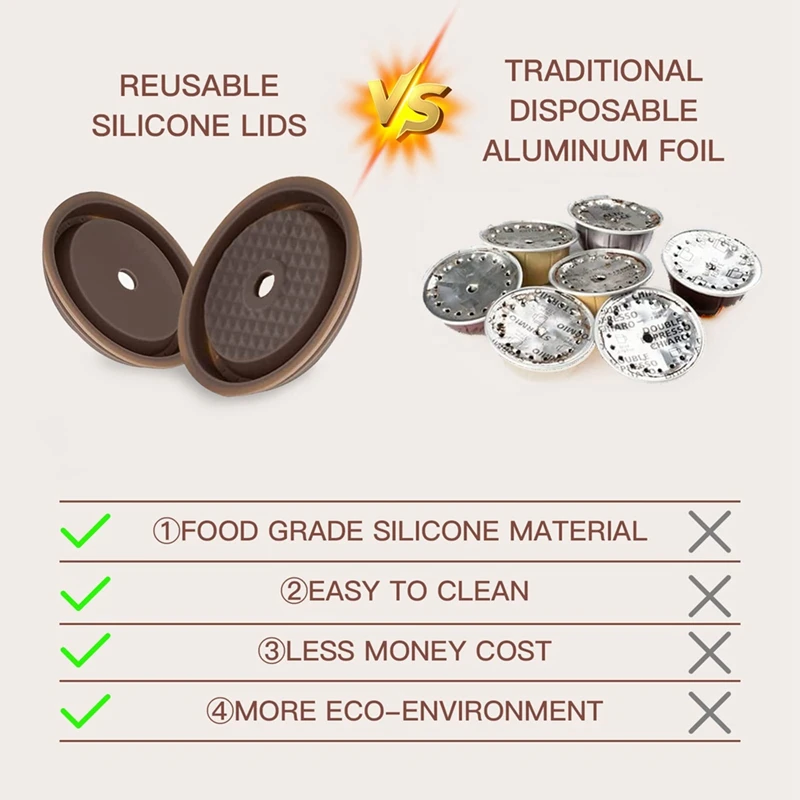 Coperchi per Capsule di caffè da 4 pezzi, tappi in Silicone per uso alimentare per cialde Nespresso Vertuo, coperchio per cialde Vertuo per Nespresso ricaricabile durevole