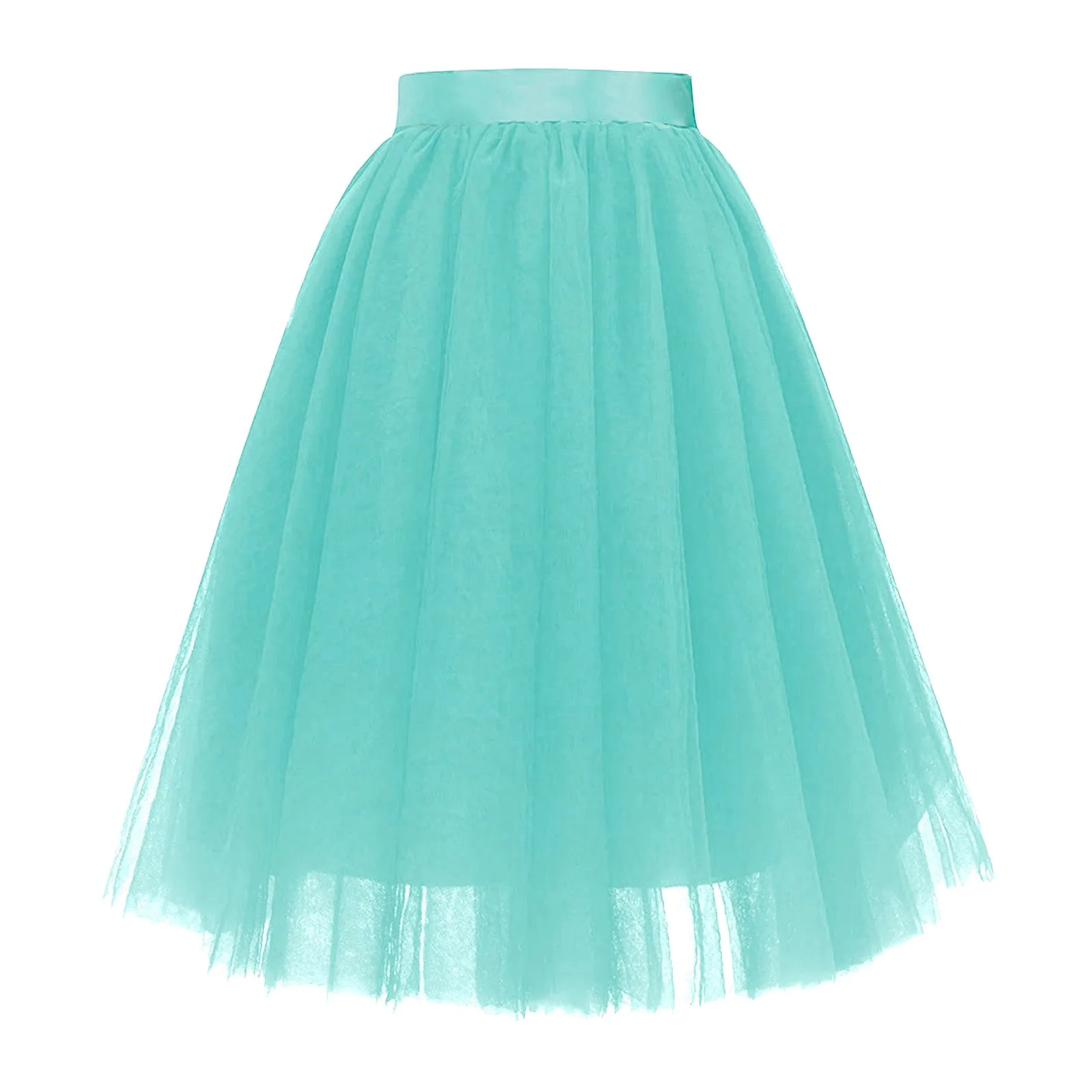 New Mesh Gauze Pleated A-line Skirt Kawaii Prom Clothes for Women Summer High Waist Pink White Blue Midi Tulle Skirts Woman 2024