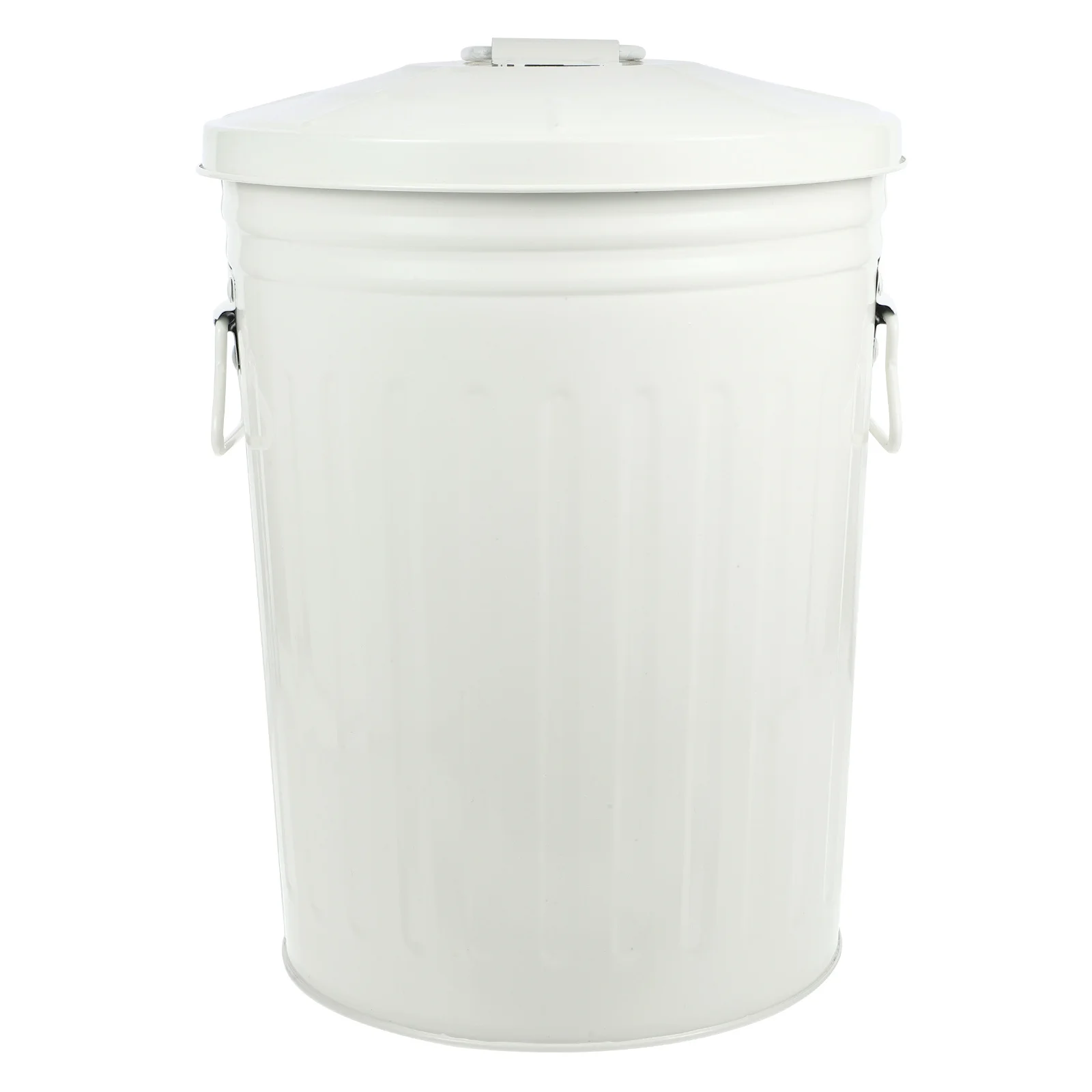 

Metal Trash Can Large Round Garbage Bin Iron Dustbin for Kitchen Office Bathroom Outdoor Wastebasket Garbage Can