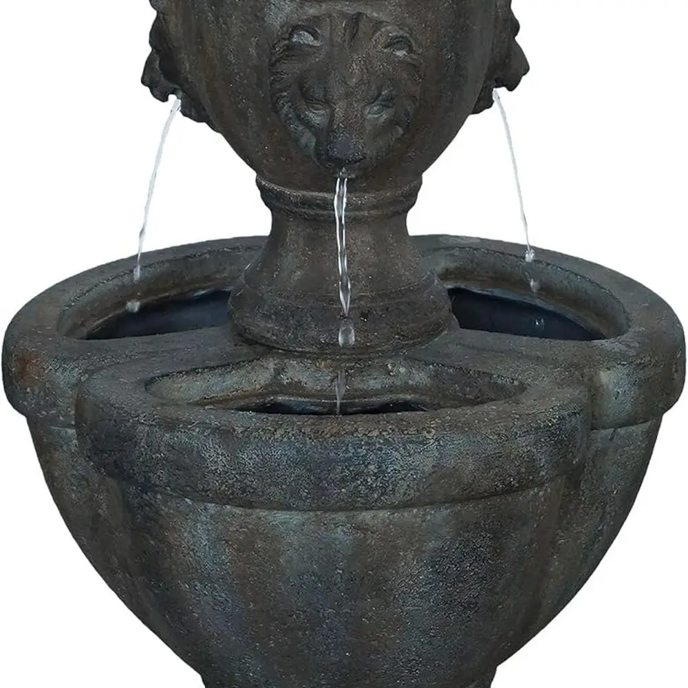 

Dual-Level Polyresin Lion Head Fountain – Realistic Stone-Like Yard Art with Serene Water Sounds
