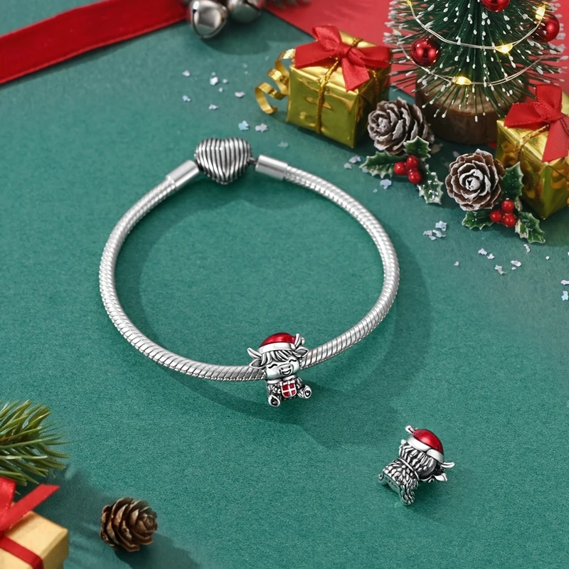 New 925 Silver Christmas Tree Santa Claus Snowman Charms Pendants Fit Women Original Bracelet DIY Christmas Gift