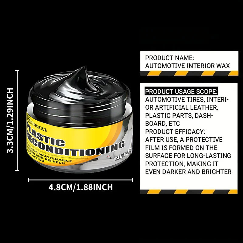 طقم إصلاح بلاستيكي داخلي للسيارة، عامل إصلاح الأكسدة، شمع تلميع داخلي للسيارة، شمع طلاء واقي للإطارات، مركبة سوداء