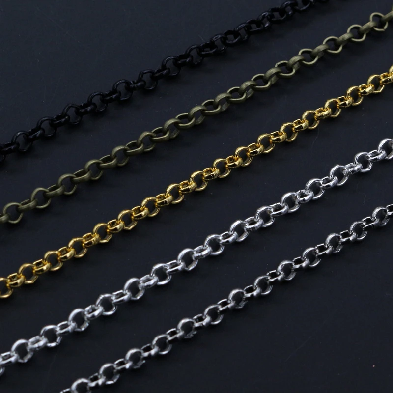

5 Meters/lot 2.0mm 2.5mm 5 Colors Plated O-ring Unwelded Iron Cable Chains Necklace DIY Jewelry Making Findings Accessories