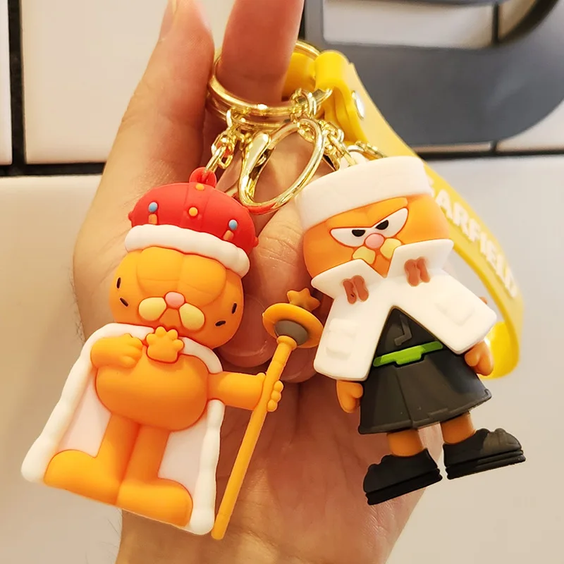 Cartoon Anime Image Garfield Keychain Creative Cross Dressing Doll Decoration Backpack Pendant Children\'s Festival Gifts Toys