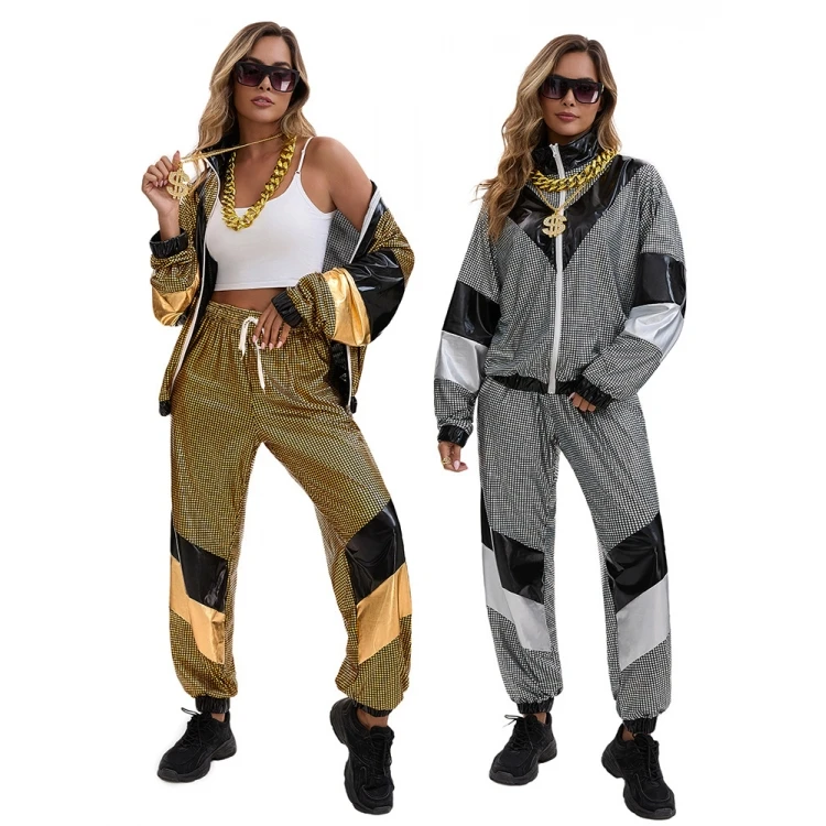 80s Disco Sportswear Jaet And Pants Cosplay Costume loween Stage Performance Outfit Women's Ethnic Faion Summer 2025