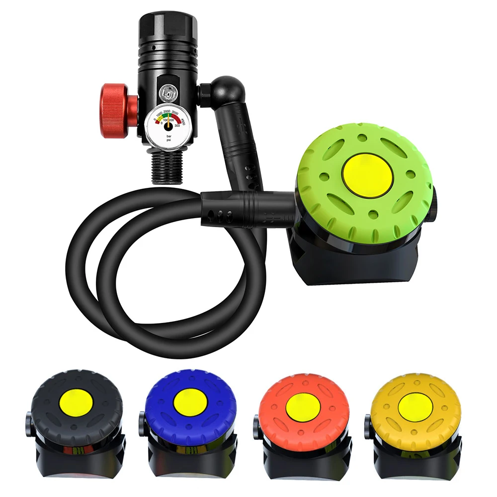 

THAISTONE M18*1.5 Scuba Tank Aluminum First-Stage Regulator -Pressure Gauge and Plastic Second-Stage Regulator