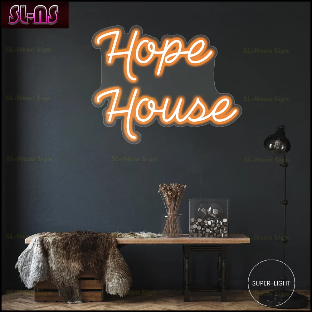 

LED Neon Hope House Light Signs Art Decor Light Handmade Neon Sign Home Decorations, Room Neon Sign, Adult Party Decor