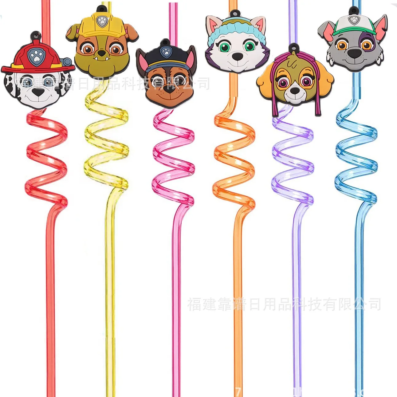 

Cartoo Paw Patrol Straws Food-Grade Pet Material Soft Rubber Accessories Spiral Tube Creative Shape Kawaii Straws Students Gift