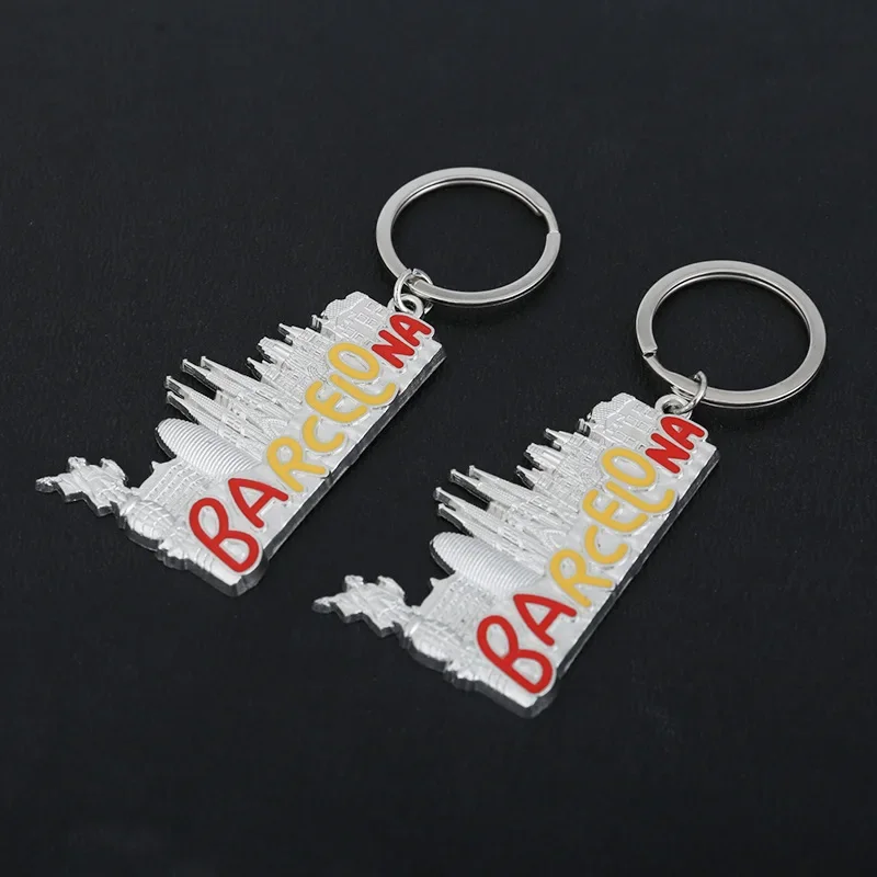 Barcelona Keychain Spain Travel Commemorative Key Chain Barkeno Gothic Building Alloy Electroplating Drip Oil Souvenir Gift