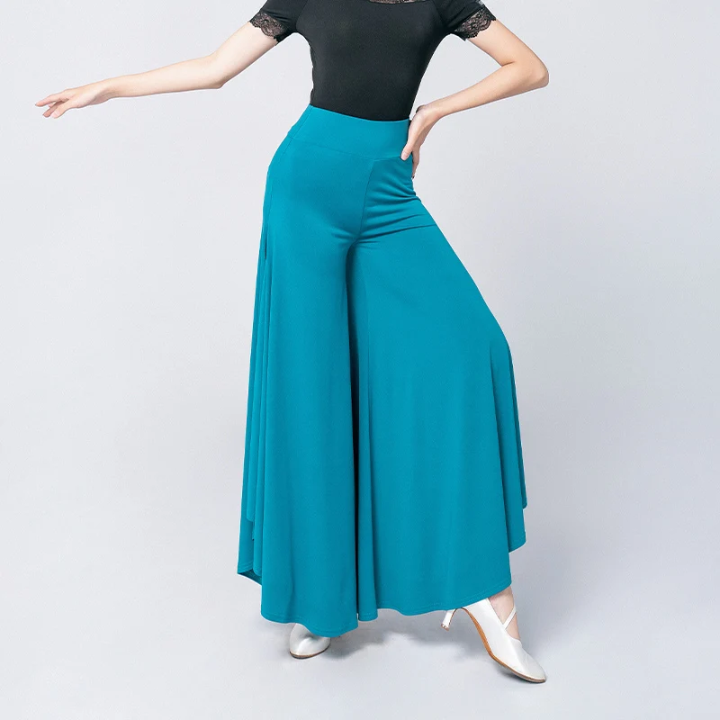 

Modern Ballroom Dance Pants Women Wide Leg Pants Professional Latin Dance Practice Clothes Waltz Dance Stage Clothing DWY8808