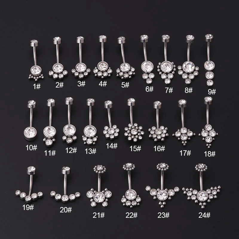 ジルコンゴールデンへそピアスステンレス鋼ピアス14Gロッドゴ - Body Jewelry Titanium のレビューと価格