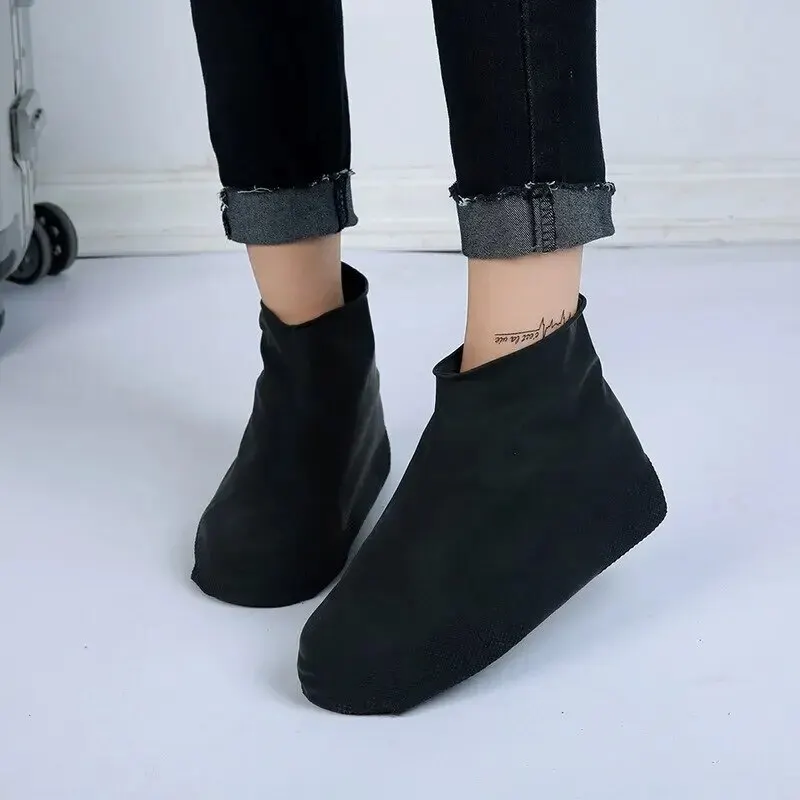 1 Pair of Reusable Latex Waterproof Rain Boot Cover Anti Slip Rubber Rain Boot Overshoes Outdoor Walking Shoe Cover