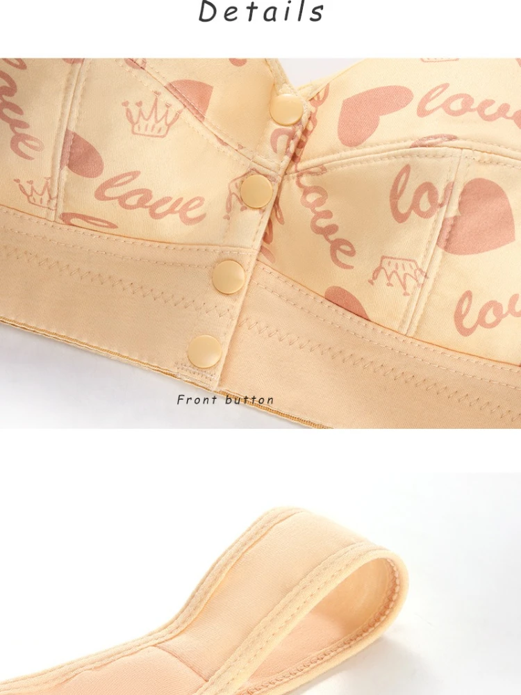 A-G Cup Plus Size Bra Front Buckle Nursing Bra for Women Seamless Wireless Bralette Oversized Ladies Support Gathering Brassiere