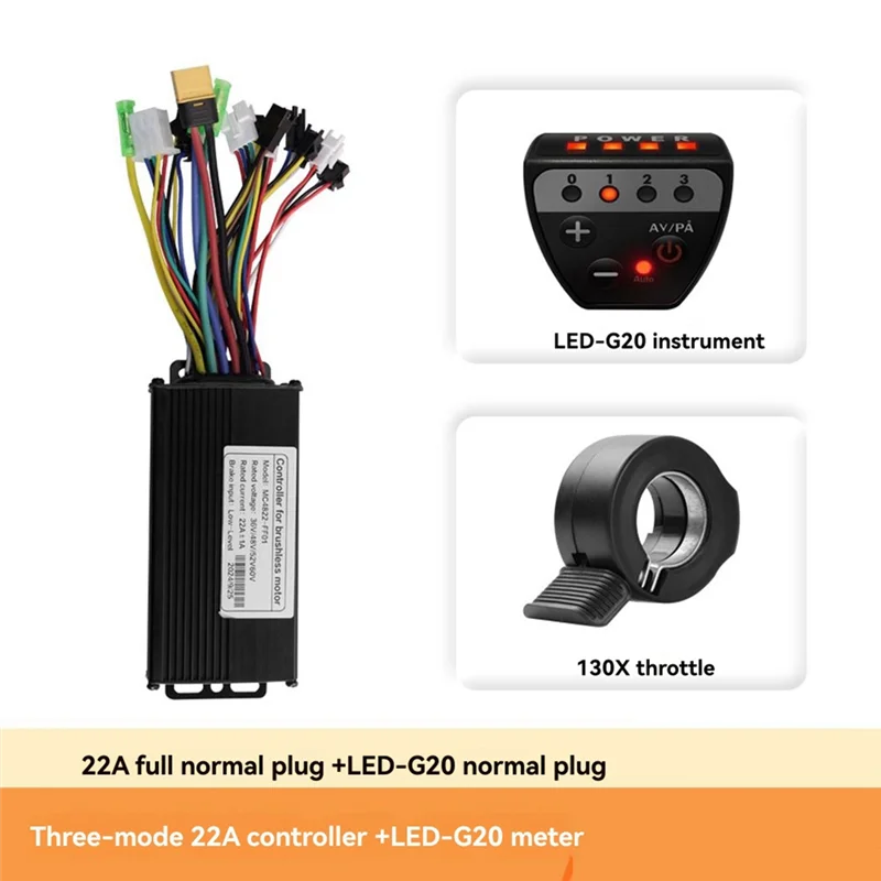 AS95-36V 48 فولت 22A فرش تحكم G20 متر LED عرض + 130X خنق عدة ل سكوتر كهربائي E-الدراجة طقم تصليح