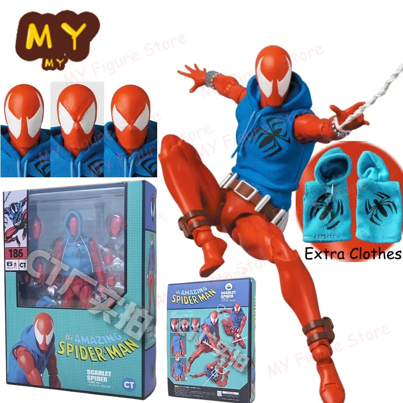 New CT Toys Spiderman Mafex 186 Figure Scarlet Spider The Amazing Spider-Man Comic Version Action Figure Model Figurine Toy Gift