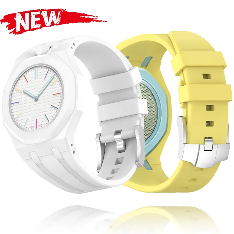 PC-Gehäuserahmen + Silikonarmband für Swatch x AP Royal Pop Pocket Modifikationskit, umwandelbar in 2-in-1 integriertes Armband für Armbanduhren