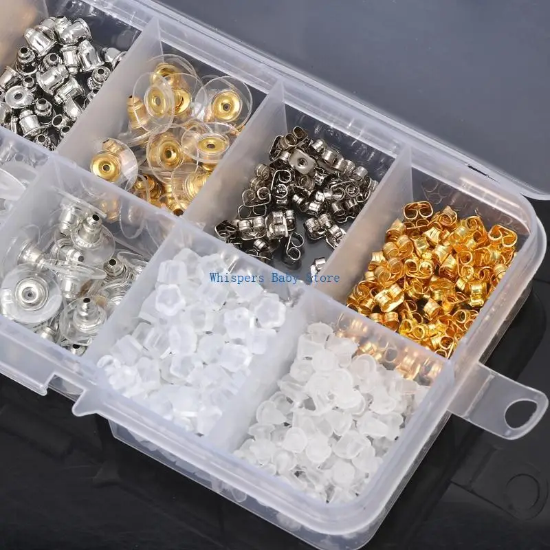 

U90E 1 Box Stainless Steel Earring Backs Earring Backings Soft Alloy Ear Safety Back Pads Backstops Clutch Stopper