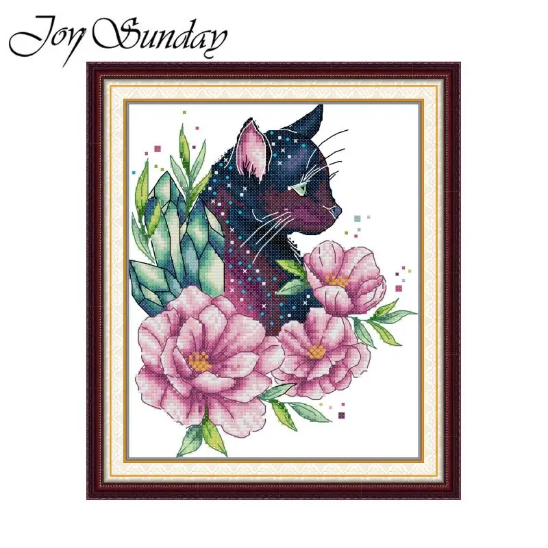 Kits de punto de cruz con estampado de Joy Sunday, patrón de gato de Chocolate, juego de bordado de aguja DIY, Aida, 16ct, 14ct, 11CT, manualidades artísticas, decoración del hogar