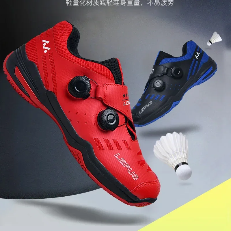 

Professional badminton shoes tennis sports volleyball shoes double rotating buckle automatic lace table tennis training shoes