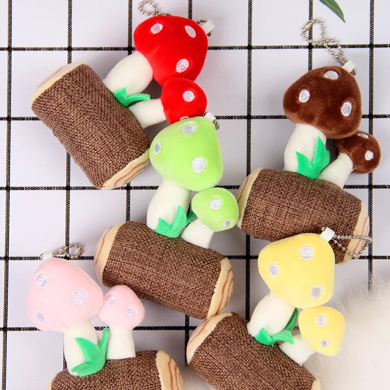 Creative Cute Simulation Plant Doll Cartoon Stuffed Pendant Mushroom Plush Keychain Backpack Charm Christmas Gift For Kids Girls