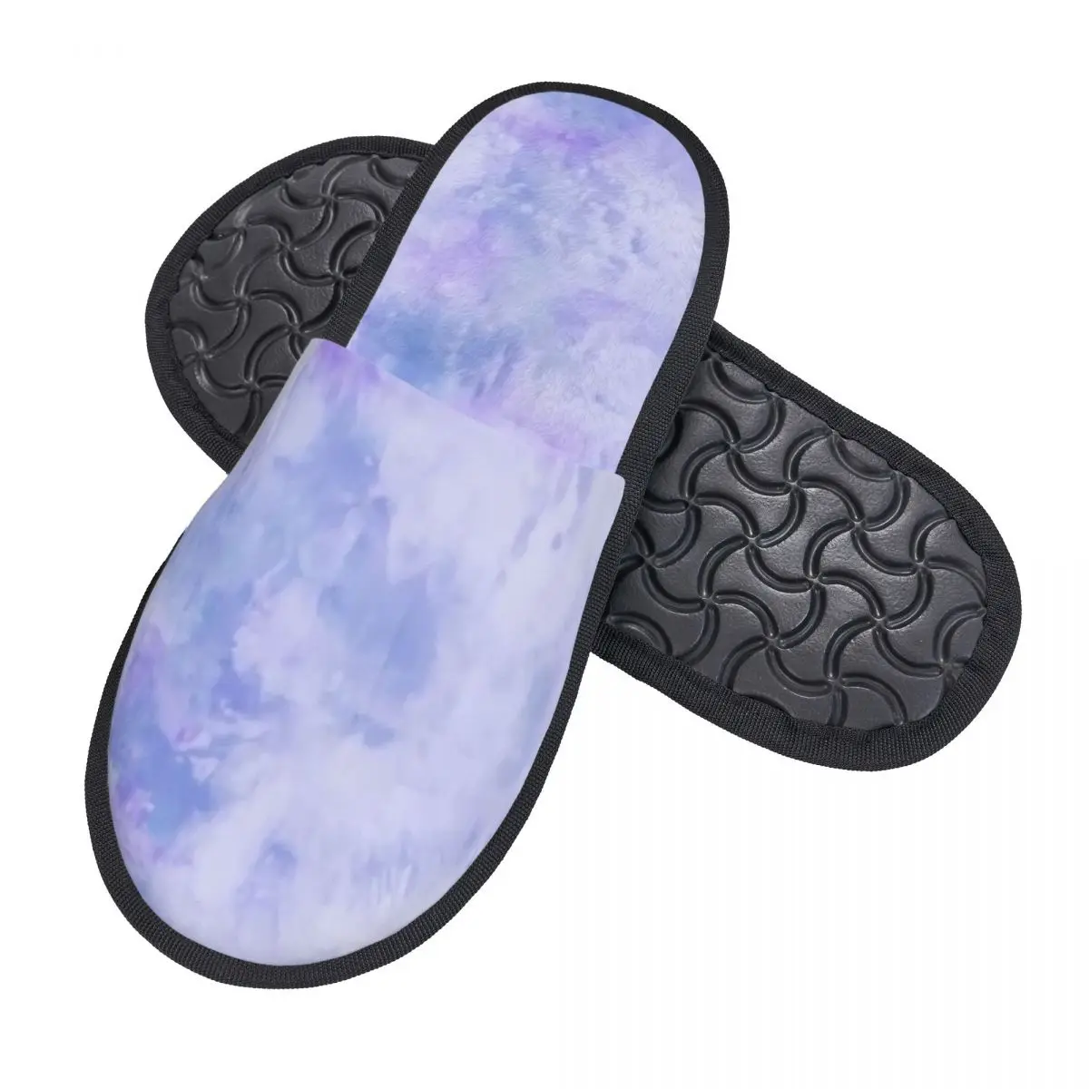 Custom Purple Tie Dye Soft Memory Foam House Slippers Women Traditional Dyeing Art Cozy Warm Anti-Skid Slipper