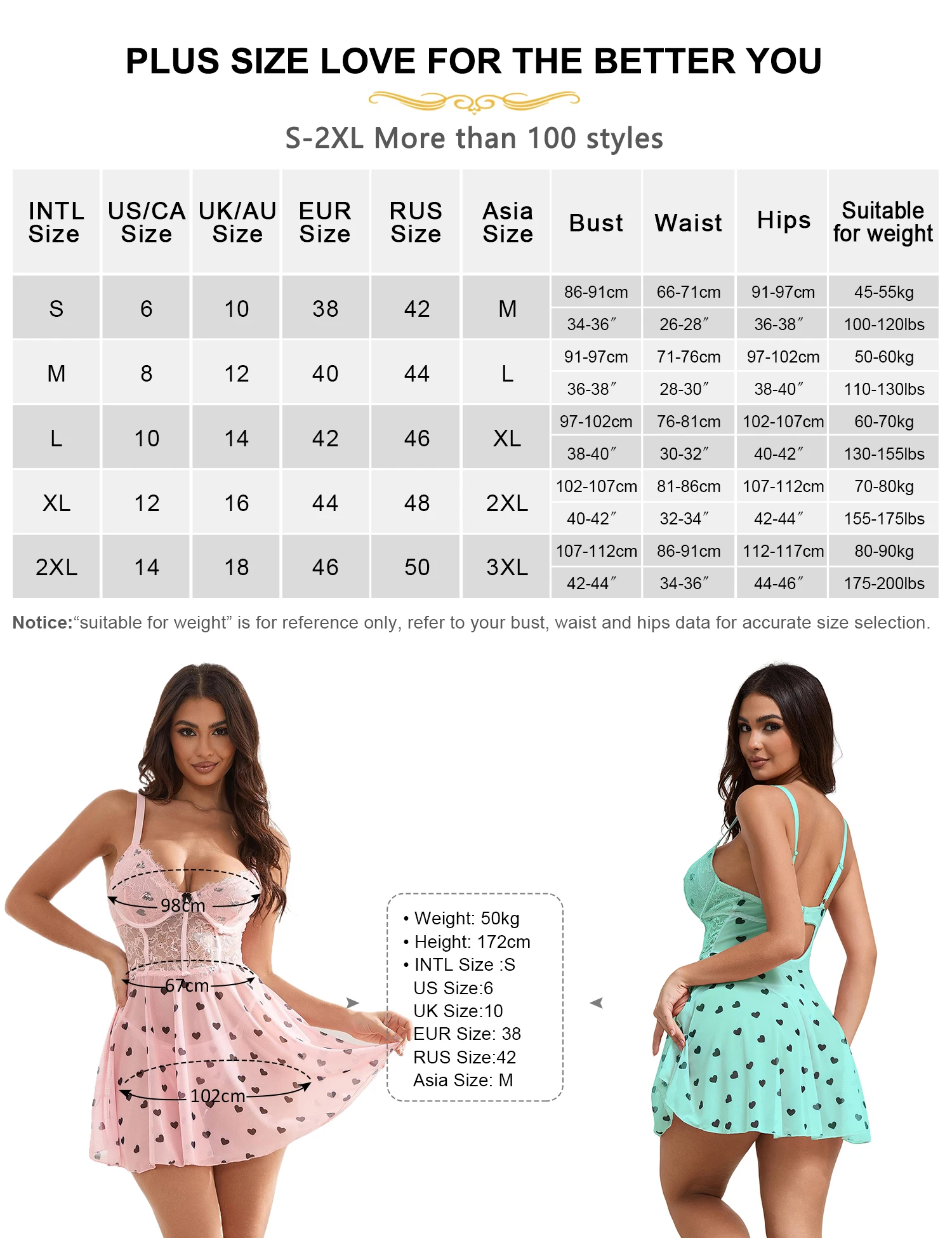 Ohyeahlady Women's Floral Lace Nightgown Black Mesh Heart Printed Push Up Sleepwear Transparent Plus Size Sexy Babydoll Lingerie