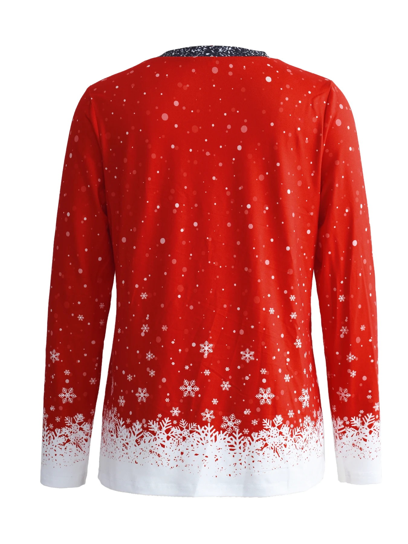 Christmas Printed V Neck Long Sleeve Women's T-shirt Top